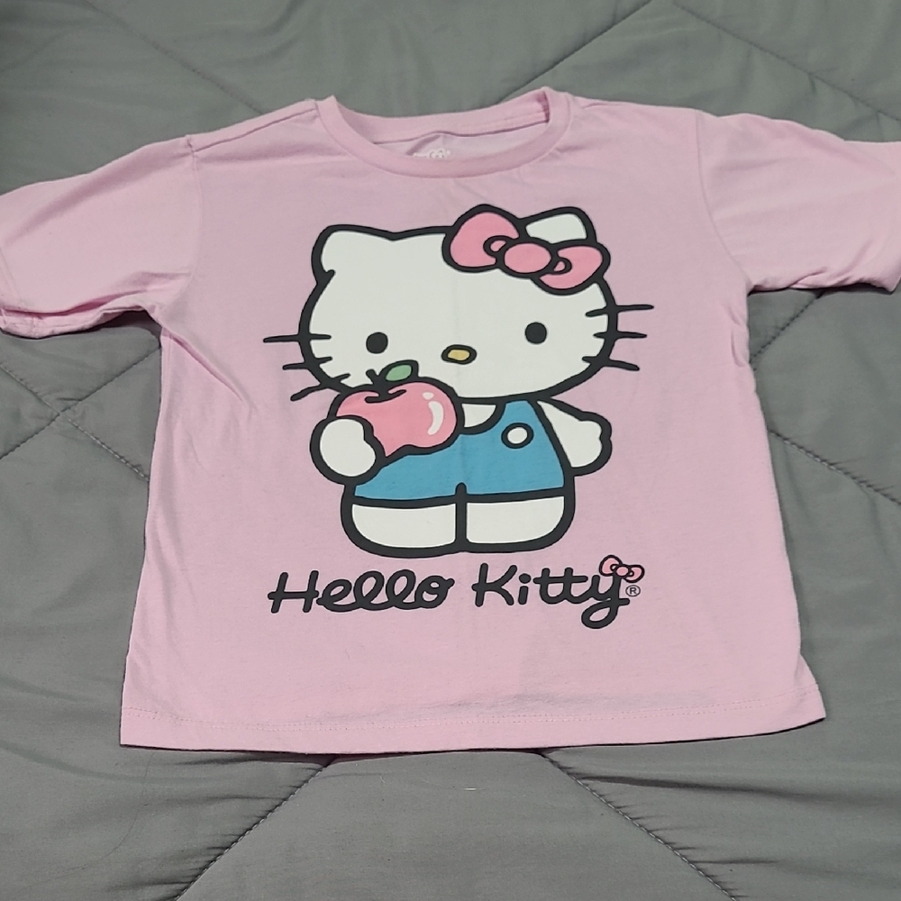 Hello Kitty Pink Tee with Blue Overalls Graphic